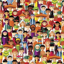 Seamless background with set of multicultural national children. Seamless background with set of multicultural national children.